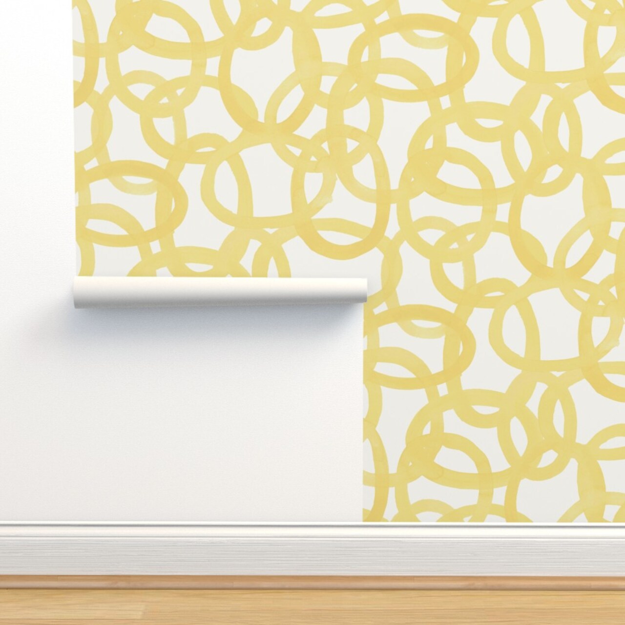 Yellow Graffiti Large Scale Butter Whimsical Custom Removable Wallpaper by Spoonflower Peel & Stick Wallpaper 2FT Wide